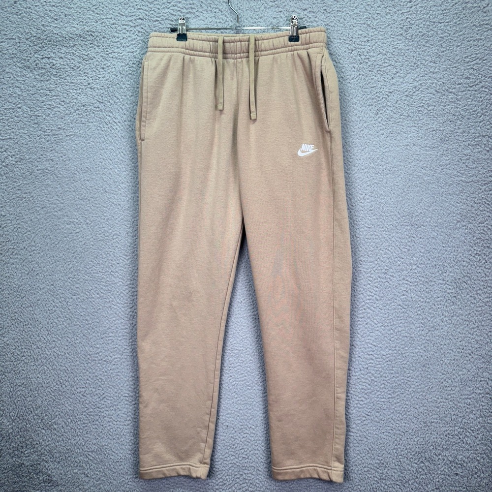 Nike Sweatpants Mens M Beige Khaki Club Fleece Joggers Lounge Comfort Classic